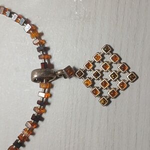 Vintage Chocker stone pendant..beaded necklace..gorgeous